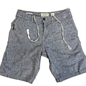 Lucky Brand Mens Chambray Shorts Gray Size 31 Drawstring Casual
